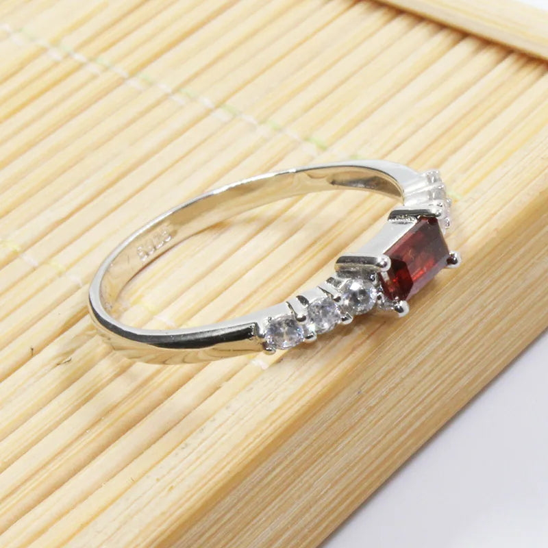 Elegant Silver Garnet Ring for Girl 3 Mm * 5 Mm Natural Garnet Gemstone Silver Ring Solid 925 Sterling Silver Garnet Ring